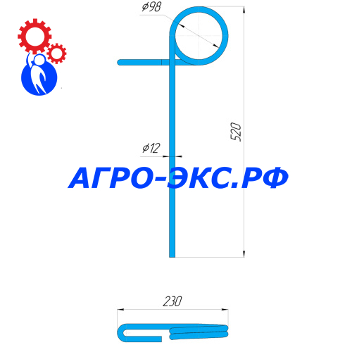 Зуб пружинный на культиватор PCA 2855 (2855 12 DIM) (2)
